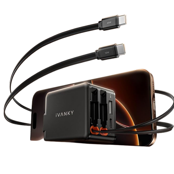iVANKY 84W Retractable Wall Charger with Dual Cables
