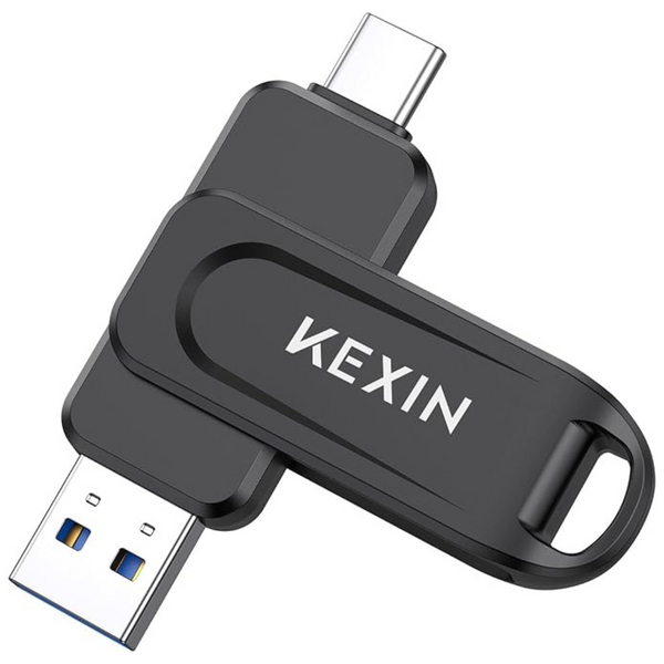 Kexin 128GB Swivel Dual USB 3.0 USB-A & Type Flash Drive
