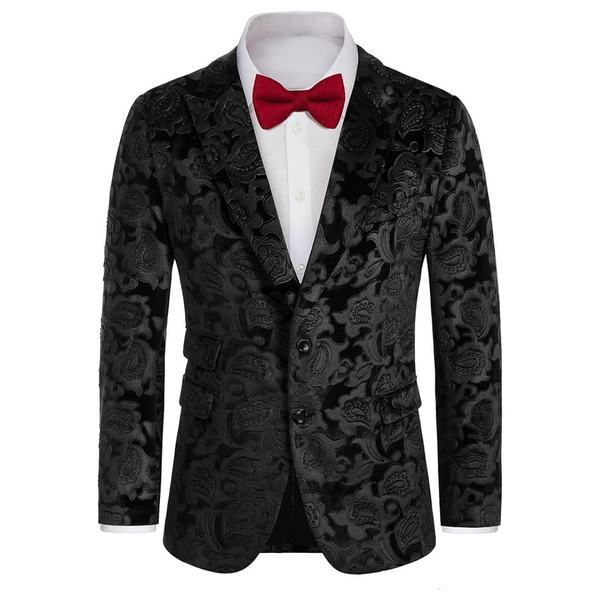 Grace Karin Men's Floral Slim Fit Velvet Tuxedo