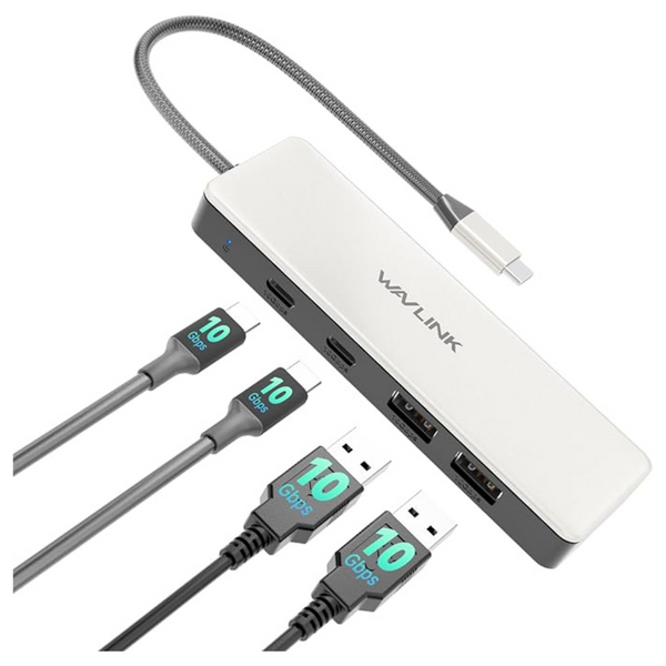 4-in-1 10Gbps USB-C Hub with 2 USB-C/A 3.2 Ports