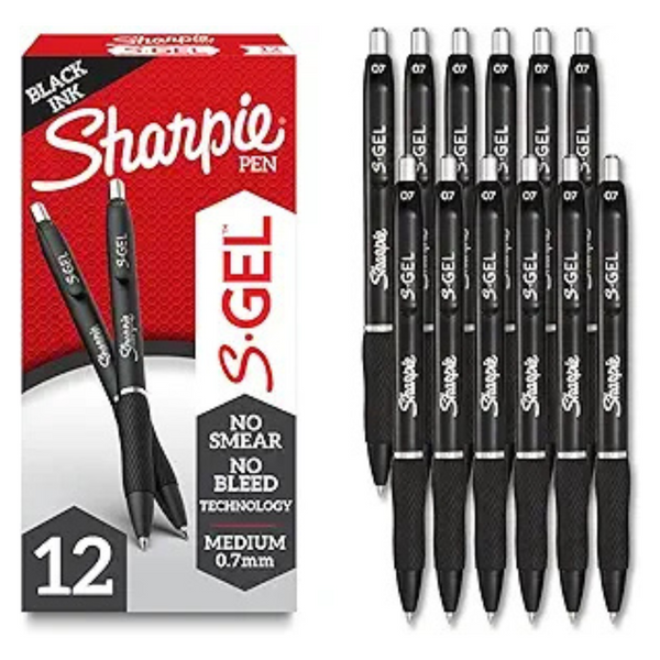12-Count Sharpie Medium Point Black Ink Gel Pens