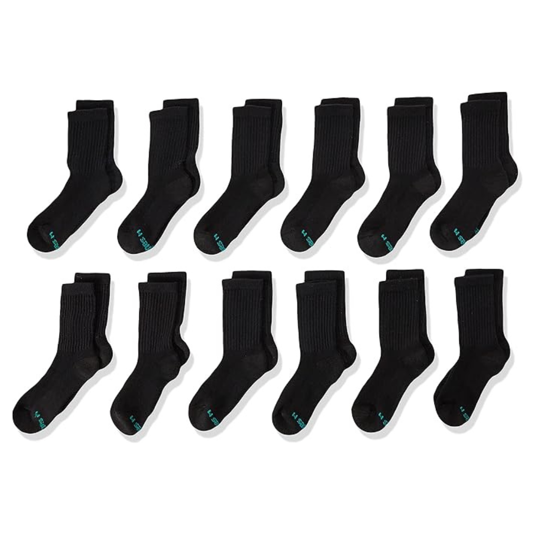 12 Pairs Of Hanes Double Tough Cushioned Crew