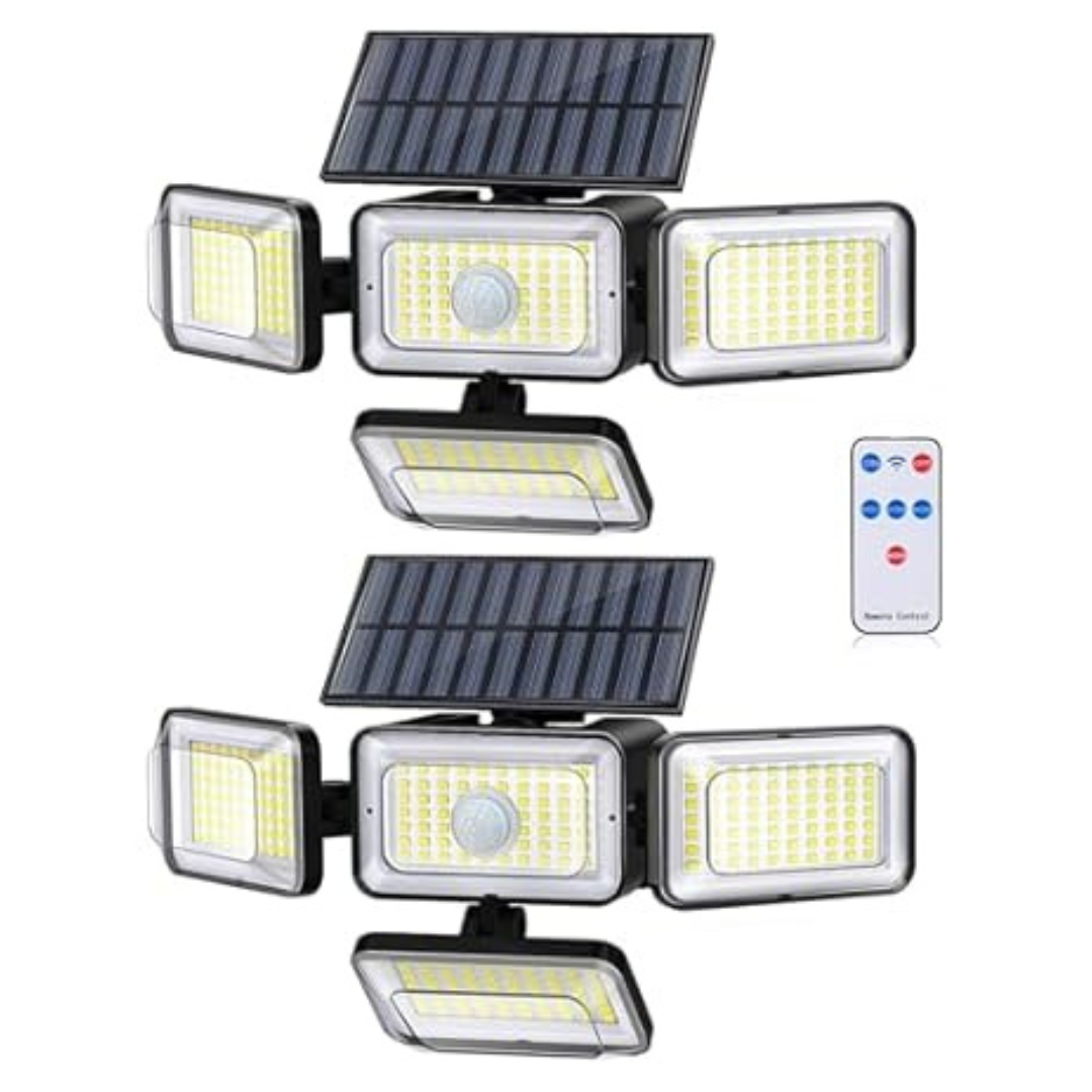 2-Pack 4-Panel Waterproof Motion Sensor Solar Outdoor Lights