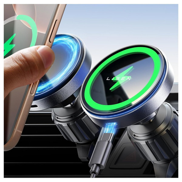 LISEN For Magsafe Car Mount 15W Magnetic Wireless Charger