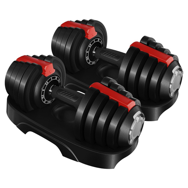 2-Count Adjustable Dumbbell Set W/ Anti-Slip Handle & Tray
