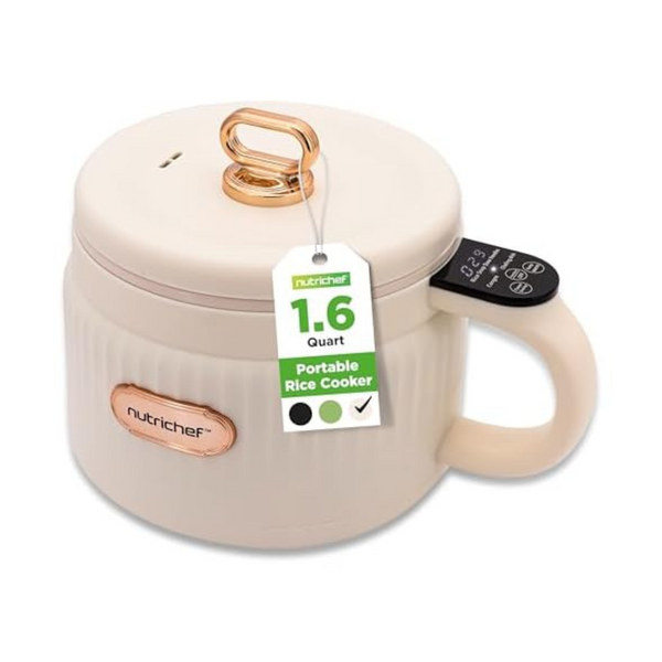 NutriChef 1.6 QT Portable Electric Rice Cooker & Lunch Maker