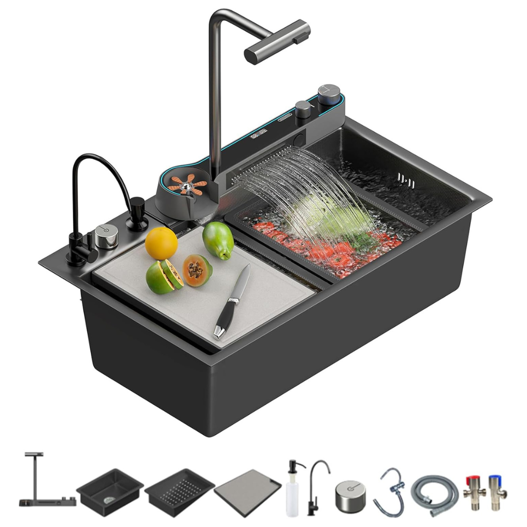 Modern Honeycomb Embossed Multi-Function Single Kitchen Sink