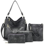 4-Piece Women's Large Hobo Crossbody Bag And Wallet Set