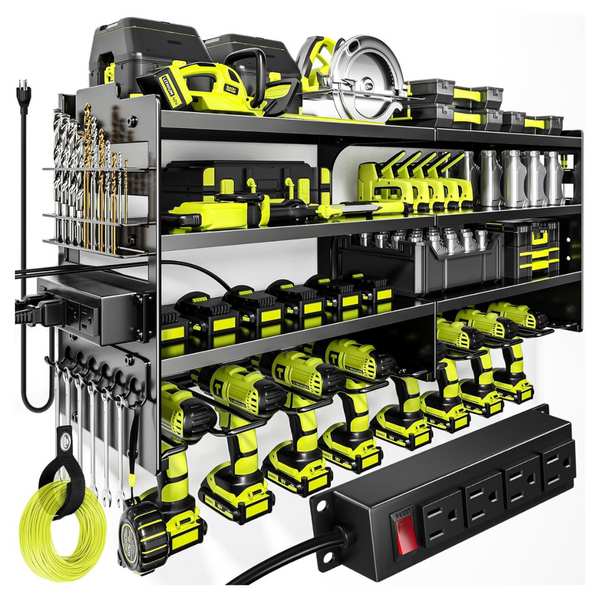 Large Wall Mount Power Tool Organizer With Charging Station
