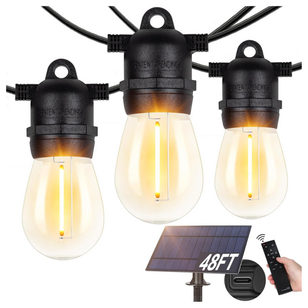 48ft BesLowe S14 Solar String Lights With Remote Controller