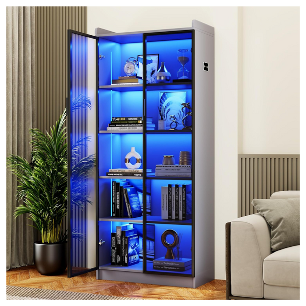 Dystler 65" Tall Display Cabinet With Doors