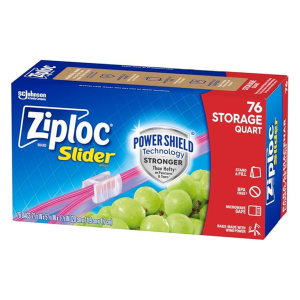 76-Count Ziploc Quart Food Storage Slider Bags