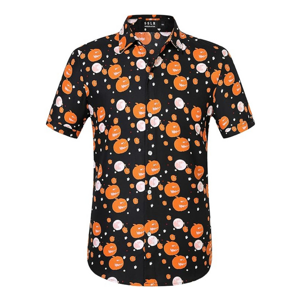 SSLR Men's Causal Pumpkins / Skeleton Short Sleeve Halloween Shirts