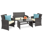 4-Piece Best Choice Products Wicker Patio Conversation Furniture Set