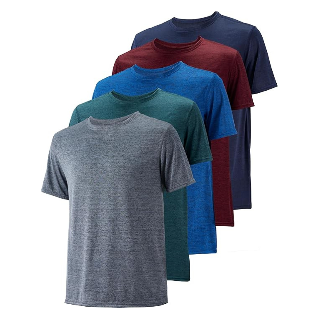 5-Pack Men's Quick-Drying Athletic Workout T-Shirt