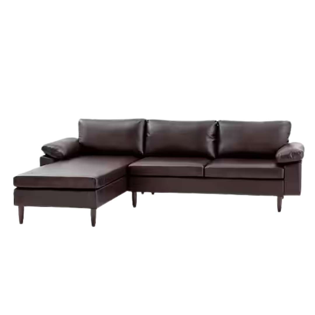 Jayden Creation 109" W Leather Mid-Century Sectional Sofa