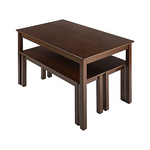 3-Piece Zinus Juliet Espresso Dining Table W/ Two Benches Set