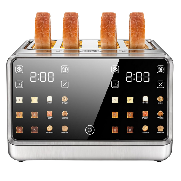Foyoconven 1800W Stainless Steel Dual Touchscreen 4-Slice Toaste