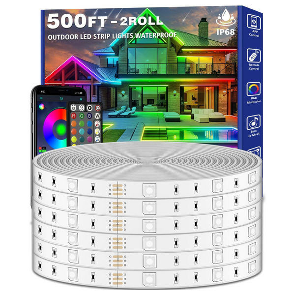 500ft Outdoor Music Sync RGB LED Strip Lights