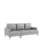 77" W Straight Arm Genuine Leather Rectangle Sofa