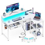 Coleshome 40" L-Shaped Gaming Computer Desk W/ 2 Drawers