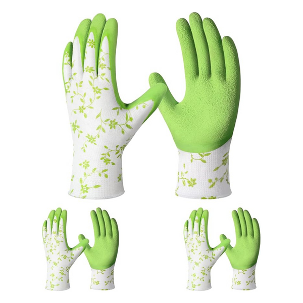 3-Pairs Printed Latex Coating Outdoor Working Gloves
