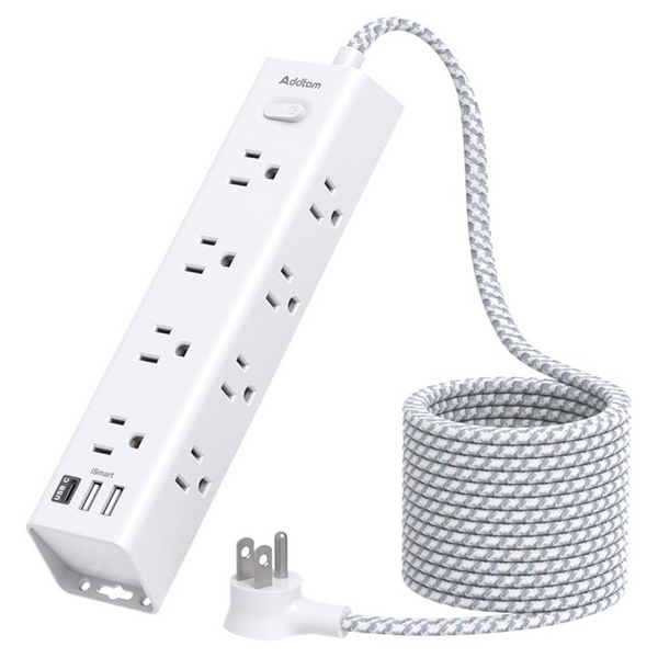 Surge Protector Power Strip w/ 10-Feet Extension Cord, 12 AC Outlets & 3 USB