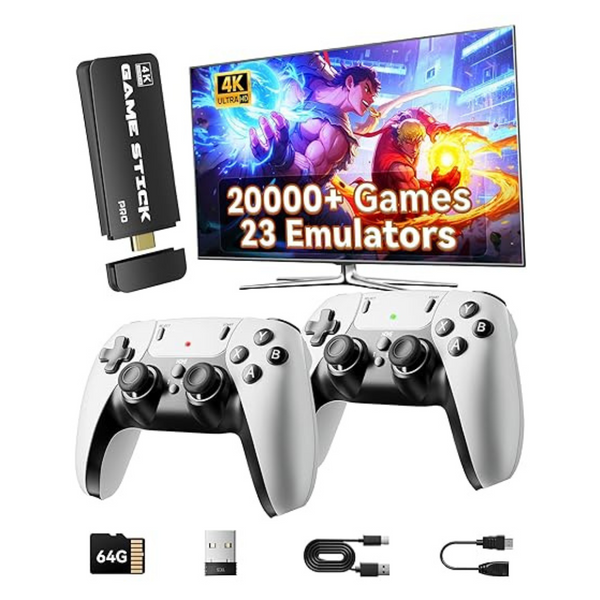 4K HD 20,000+ Game 23 Emulators Retro Game Stick Console w/ 2 Controllers