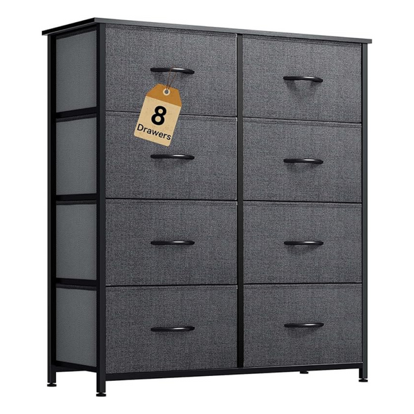 Yitahome Tall Dresser with 8 Drawers (Black Wood Grain)