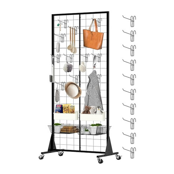 2x5.5 Ft Heavy-Duty Floor Standing Rolling Display Rack