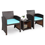 Costway 3PCS Patio Rattan Wicker Furniture Set