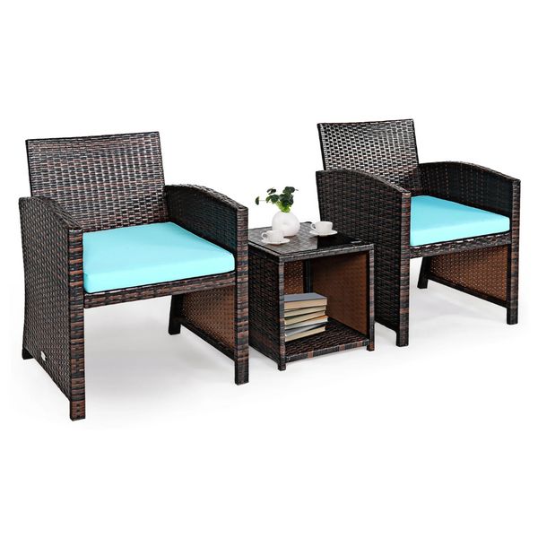 Costway 3PCS Patio Rattan Wicker Furniture Set