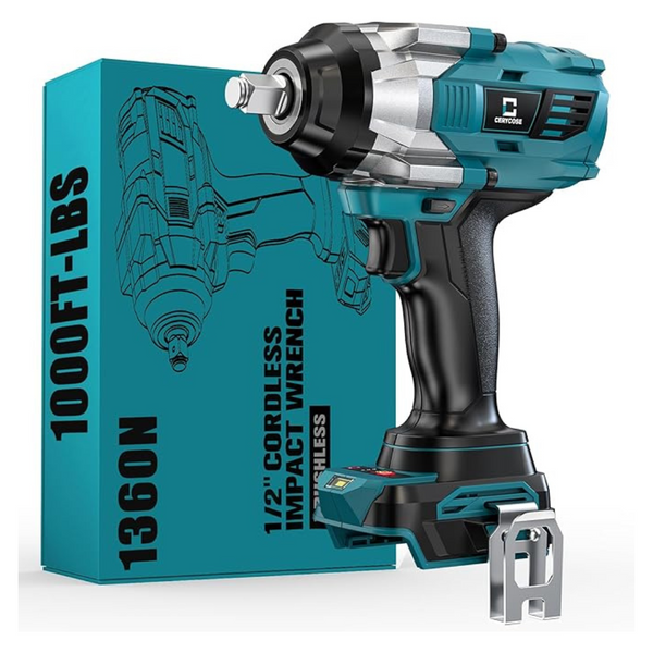 Brushless 1/2" Cordless Impact Wrench For Makita 18V 1000 Ft-Lbs Torque