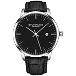 Men's Black Leather Strap Classic Minimalist Analog Wrist Watch