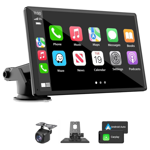Portable 7" HD Touchscreen Wireless Carplay Car Stereo