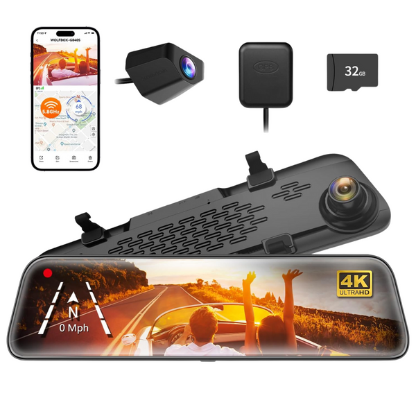 G840S 12" 2160P Full HD Smart 4K Mirror Dash Cam Backup Camera