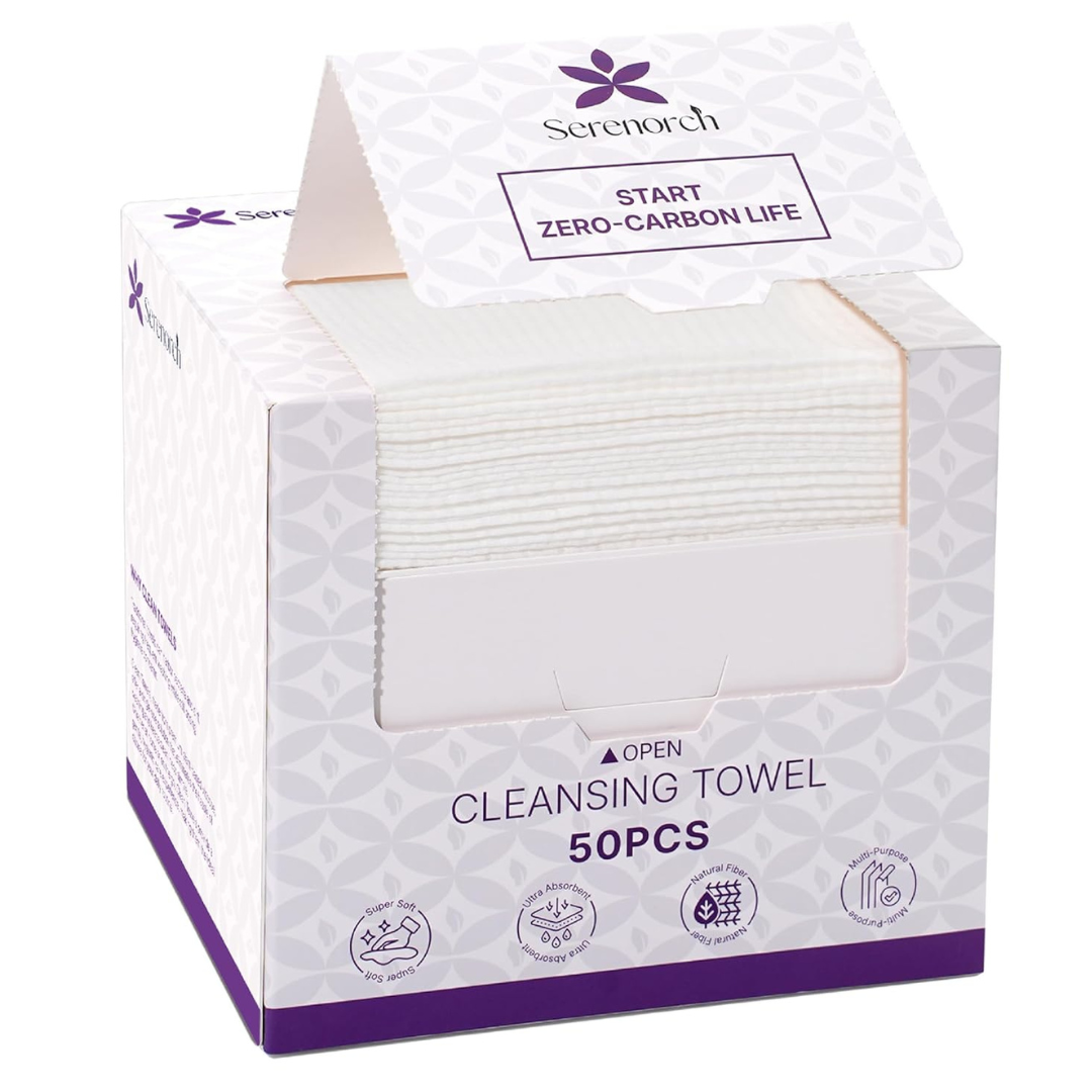 50-Count Ultra Thick Disposable Makeup Remover Dry Wipes Face Towels