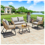 4-Piece All-Weather Patio Furniture Wicker Bistro Set