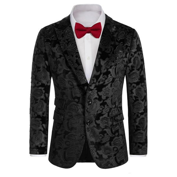 Grace Karin Men's Floral Slim Fit Velvet Tuxedo
