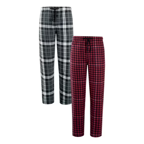 2-Pack Fruit of the Loom Men's Plaid Fleece Pajama Pants