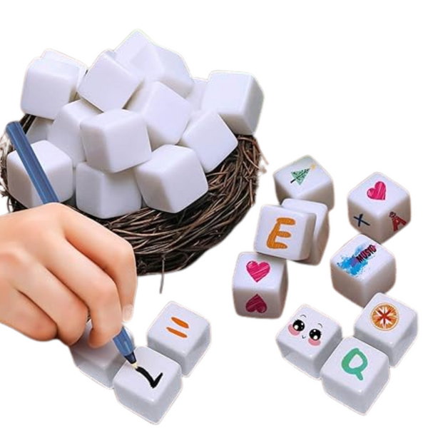 50-Piece 16MM Acrylic Blank Dice with Smoothed Surface