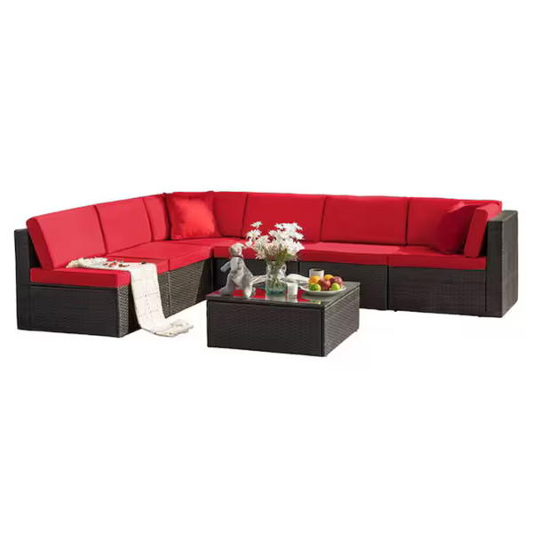 7-Pieces Tozey PE Rattan All Weather Furniture Sets