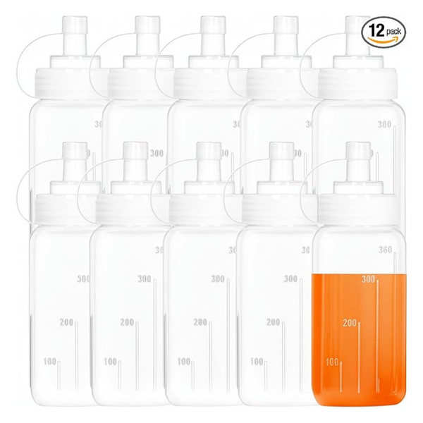 12-Pack 12 Oz Reusable Plastic Ketchup Squeeze Bottles