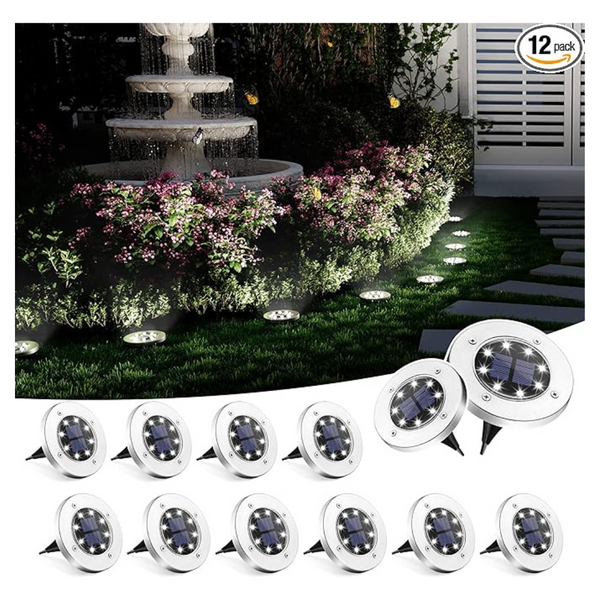 12-Pack Solpex 8 LED Waterproof Landscape Outdoor Solar Lights