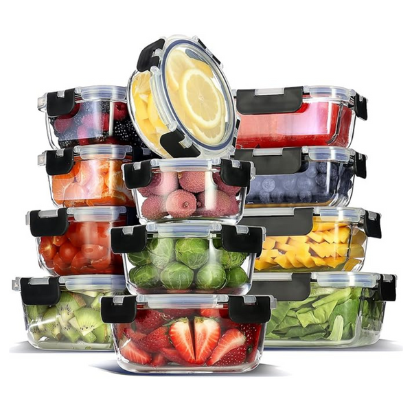 24-Piece Glass Storage Containers With Lids