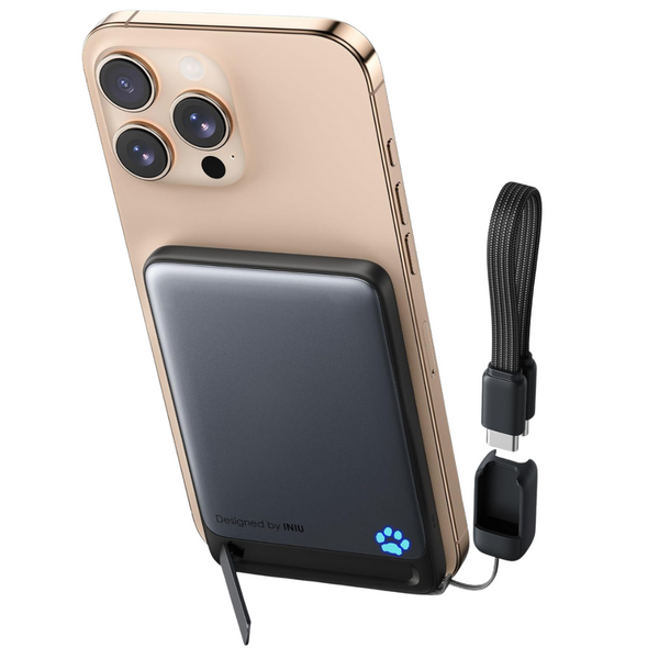 5000mAh INIU Ultra Slim MagSafe Magnetic Qi2 Power Bank With USB-C Cable