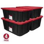 Set Of 4 Hyper Tough 27 Gallon Snap Lid Plastic Storage Container