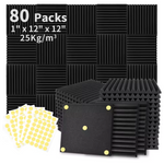 80-Pack Acoustic Sound Proof Noise Cancelling Wedge Foam Panels