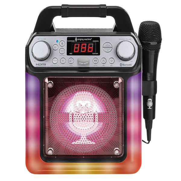 Portable Karaoke Machine With Wired Mic, Bluetooth, LED Lights