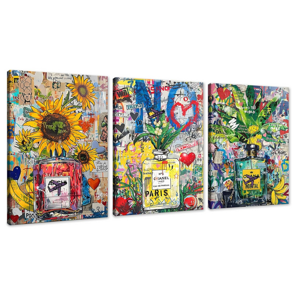 3 Pack Banksy Canvas Wall Art (12" x 16")